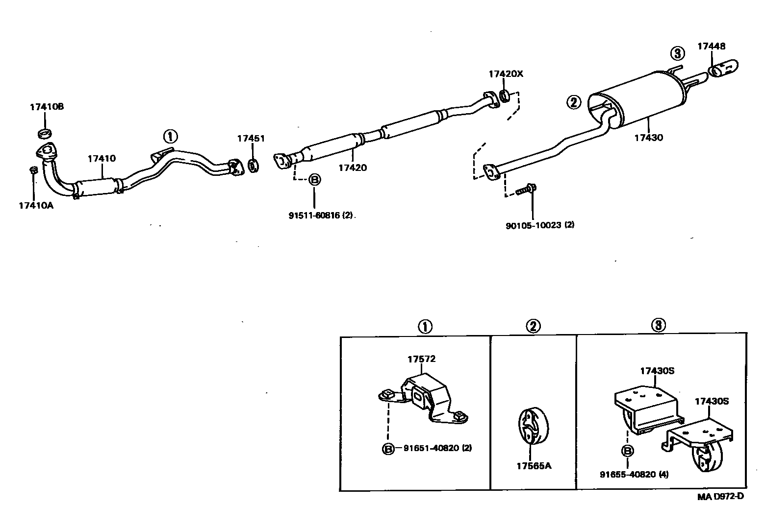 Toyota CAMRY Exhaust Pipe EPC diagram — MAD972D