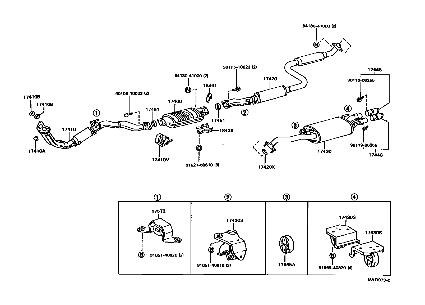 Toyota CAMRY Exhaust Pipe EPC diagram — MAD973C