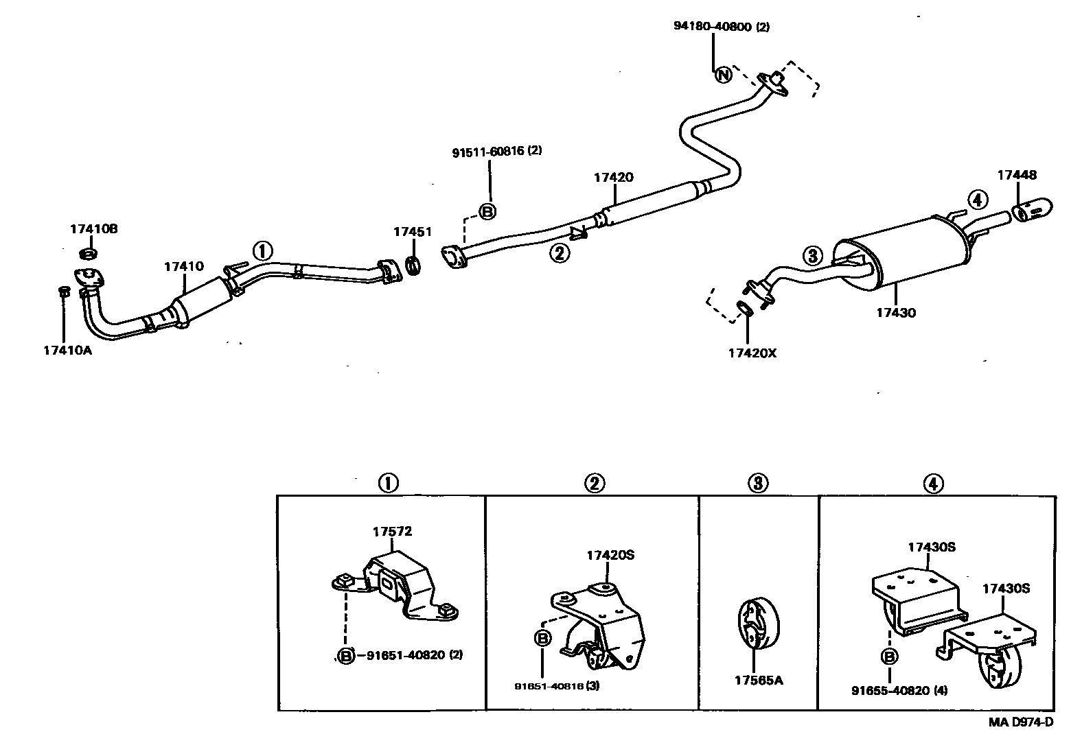 Toyota CAMRY Exhaust Pipe EPC diagram — MAD974D