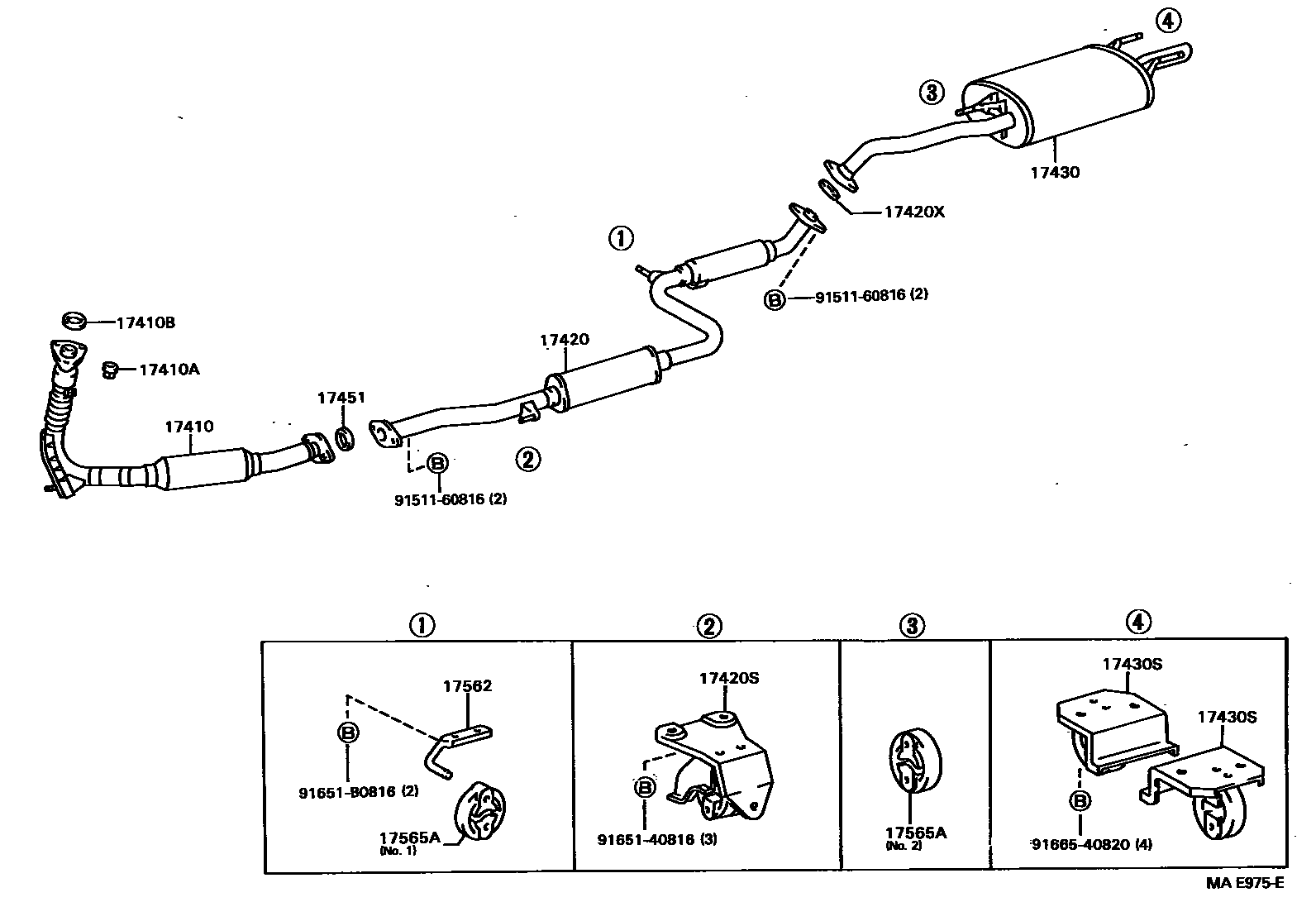 Toyota CAMRY Exhaust Pipe EPC diagram — MAD975E