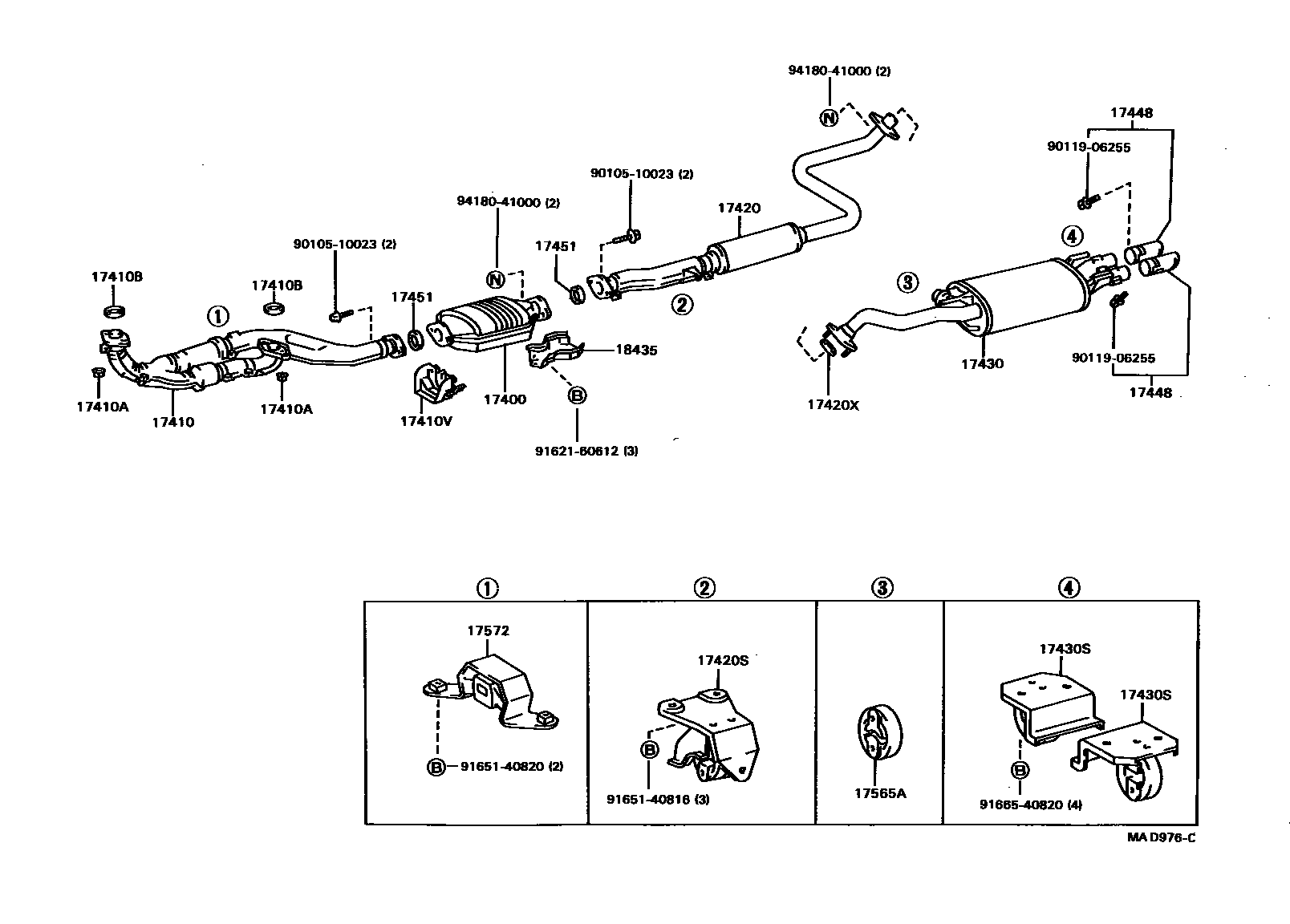 Toyota CAMRY Exhaust Pipe EPC diagram — MAD976C
