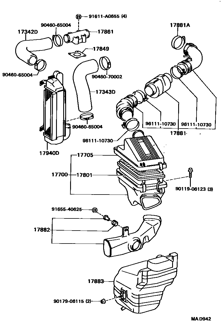 Toyota CAMRY Air Cleaner EPC diagram — MAD942