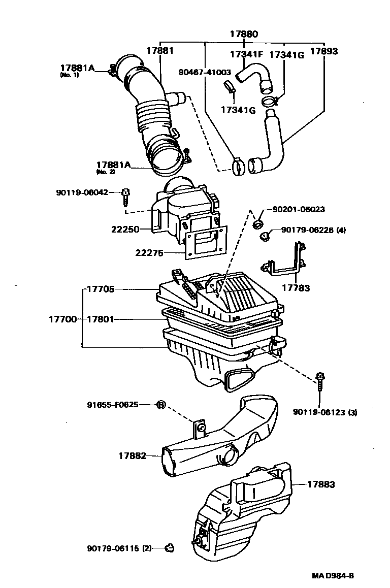 Toyota CAMRY Air Cleaner EPC diagram — MAD984B