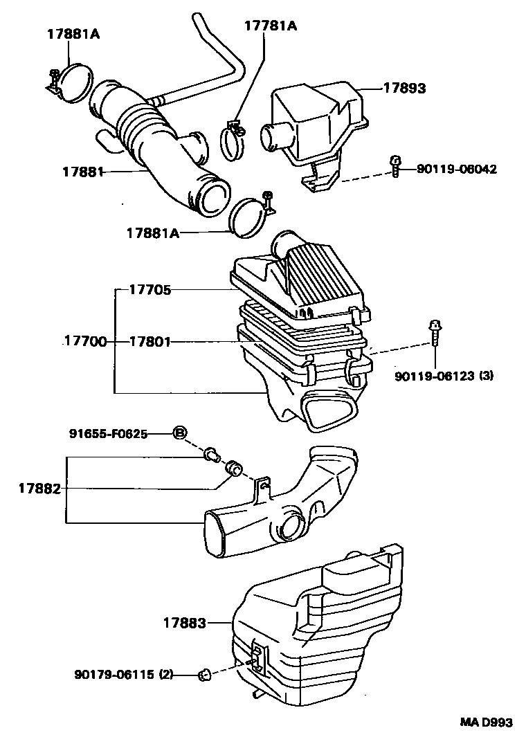 Toyota CAMRY Air Cleaner EPC diagram — MAD993