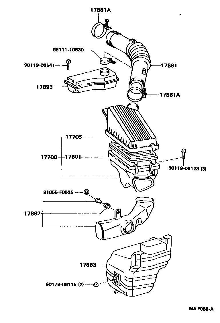 Toyota CAMRY Air Cleaner EPC diagram — MAE066A