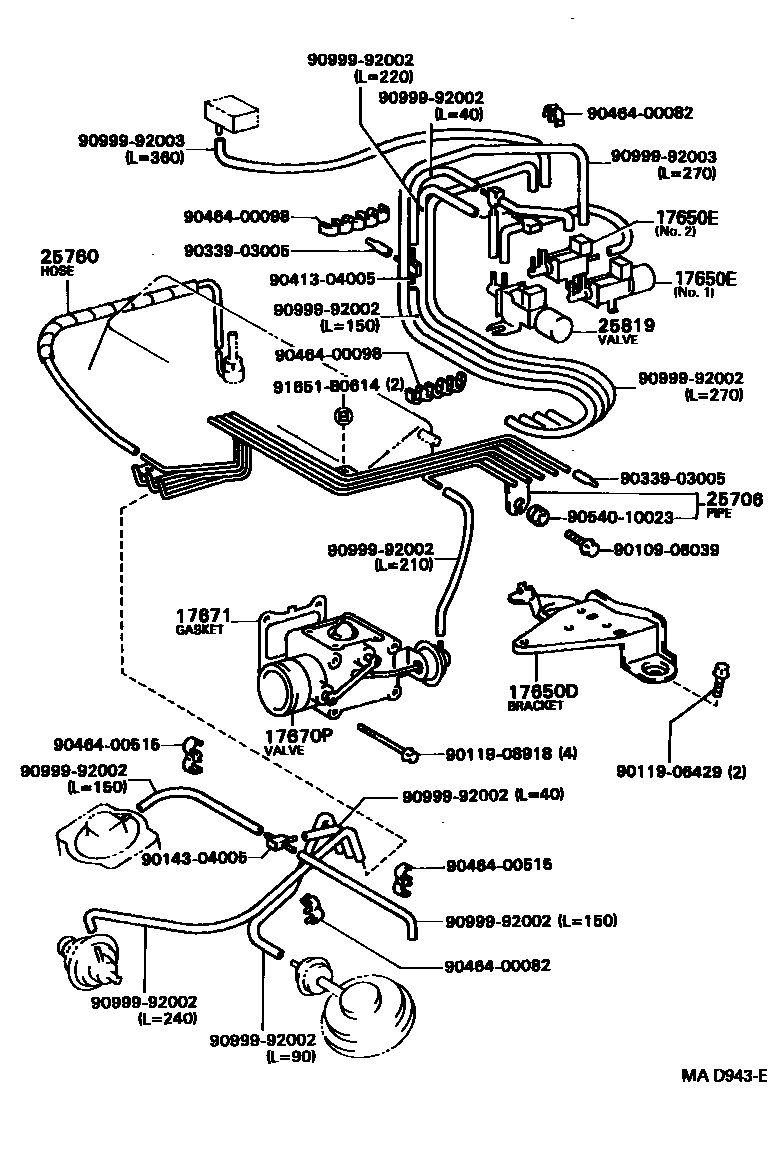 Toyota CAMRY vacuum tube EPC diagram — MAD943E