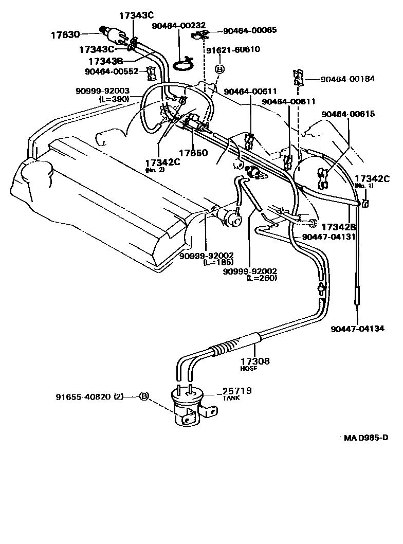 Toyota CAMRY vacuum tube EPC diagram — MAD985D