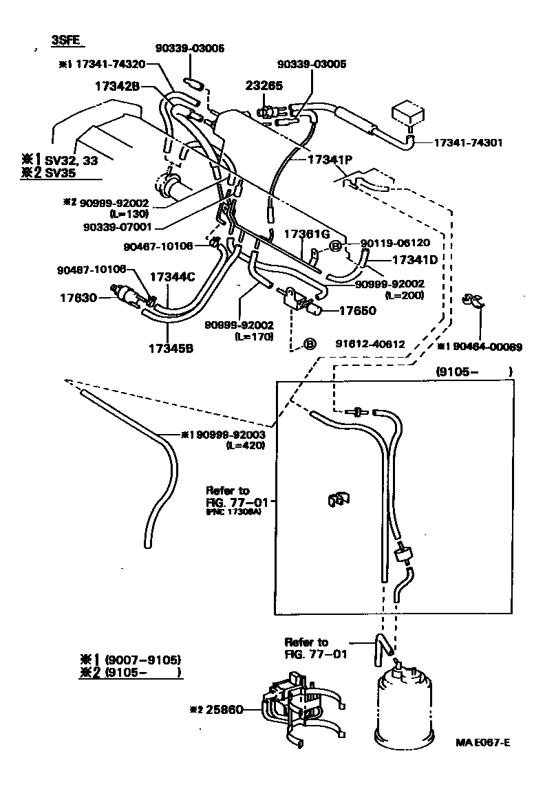 Toyota CAMRY vacuum tube EPC diagram — MAE067E