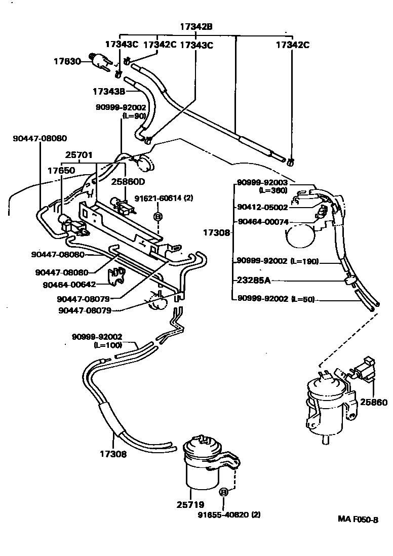 Toyota CAMRY vacuum tube EPC diagram — MAF050B