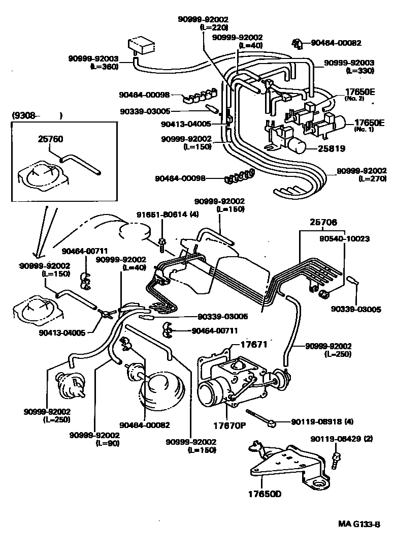 Toyota CAMRY vacuum tube EPC diagram — MAG133B