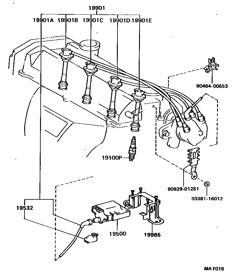 Toyota CAMRY 点火线圈和火花塞 EPC diagram — MAE016
