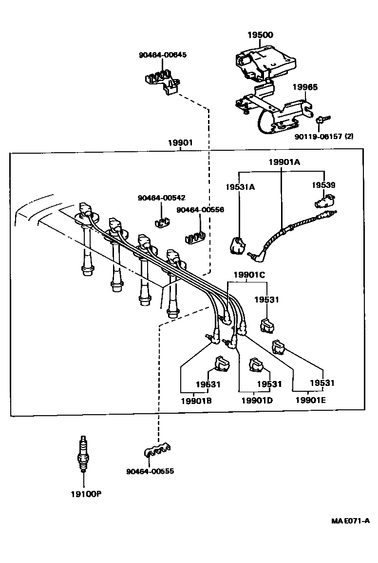Toyota CAMRY 点火线圈和火花塞 EPC diagram — MAE071A
