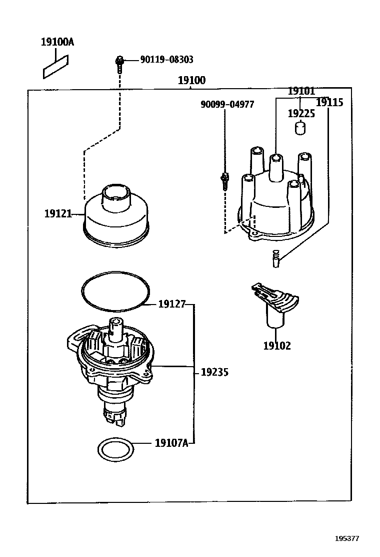 Toyota CAMRY 分电器 EPC diagram — 195377
