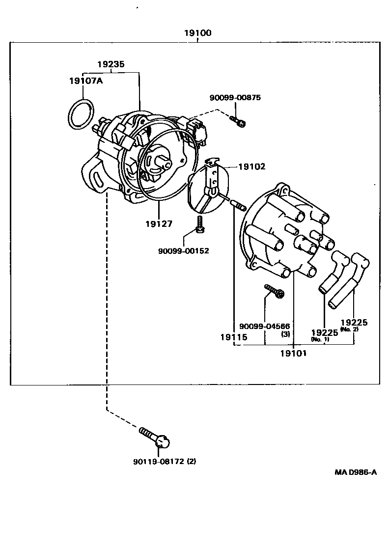 Toyota CAMRY 分电器 EPC diagram — MAD986A