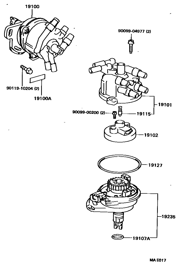 Toyota CAMRY 分电器 EPC diagram — MAE017