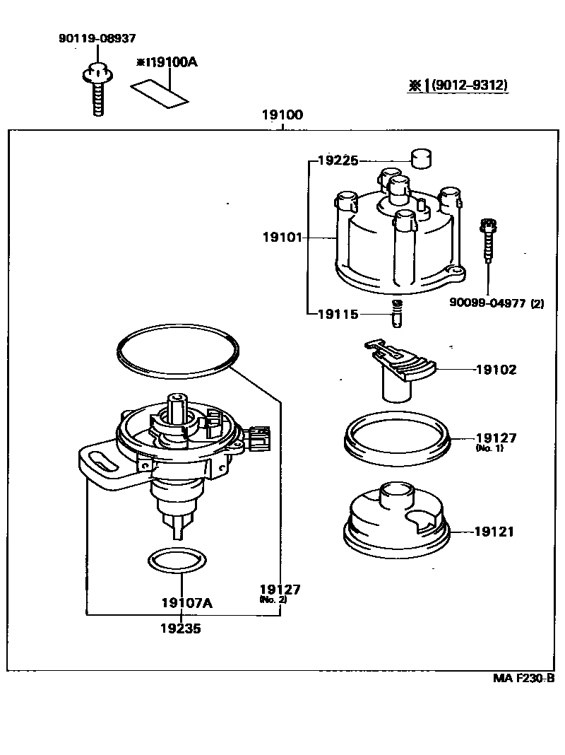 Toyota CAMRY 分电器 EPC diagram — MAF230B