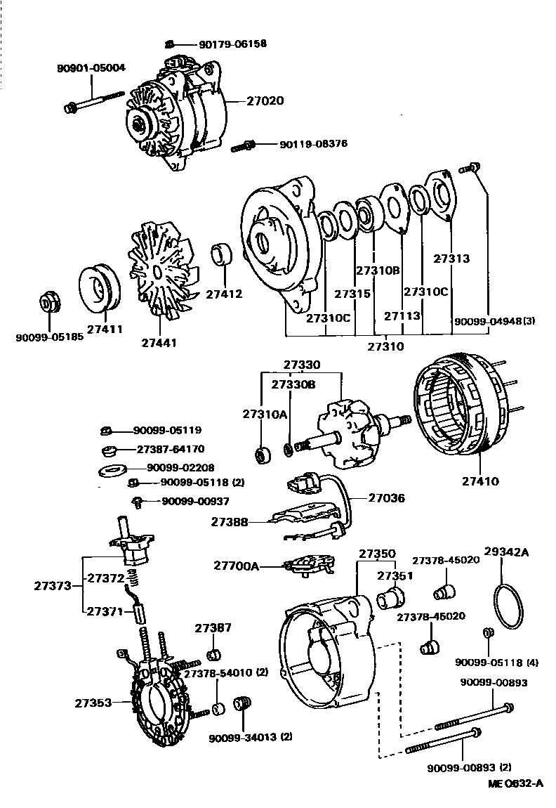 Toyota CAMRY Alternator EPC diagram — MEQ632A