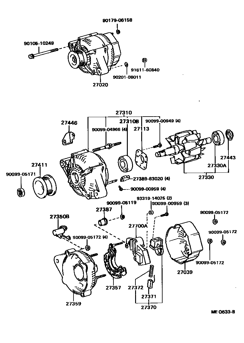 Toyota CAMRY Alternator EPC diagram — MEQ633B