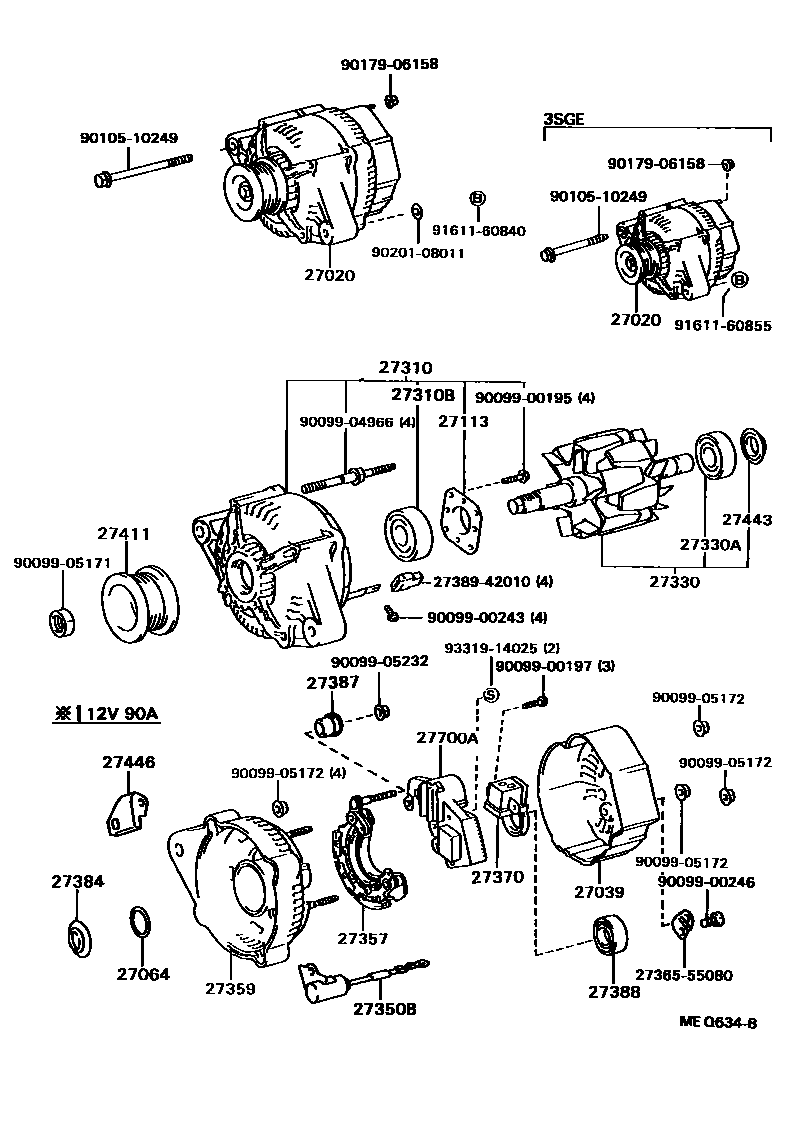 Toyota CAMRY Alternator EPC diagram — MEQ634B