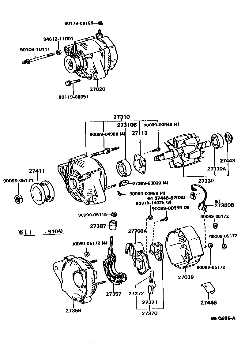 Toyota CAMRY Alternator EPC diagram — MEQ635A