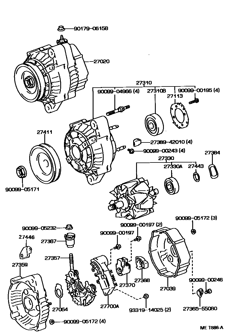 Toyota CAMRY Alternator EPC diagram — MET886A