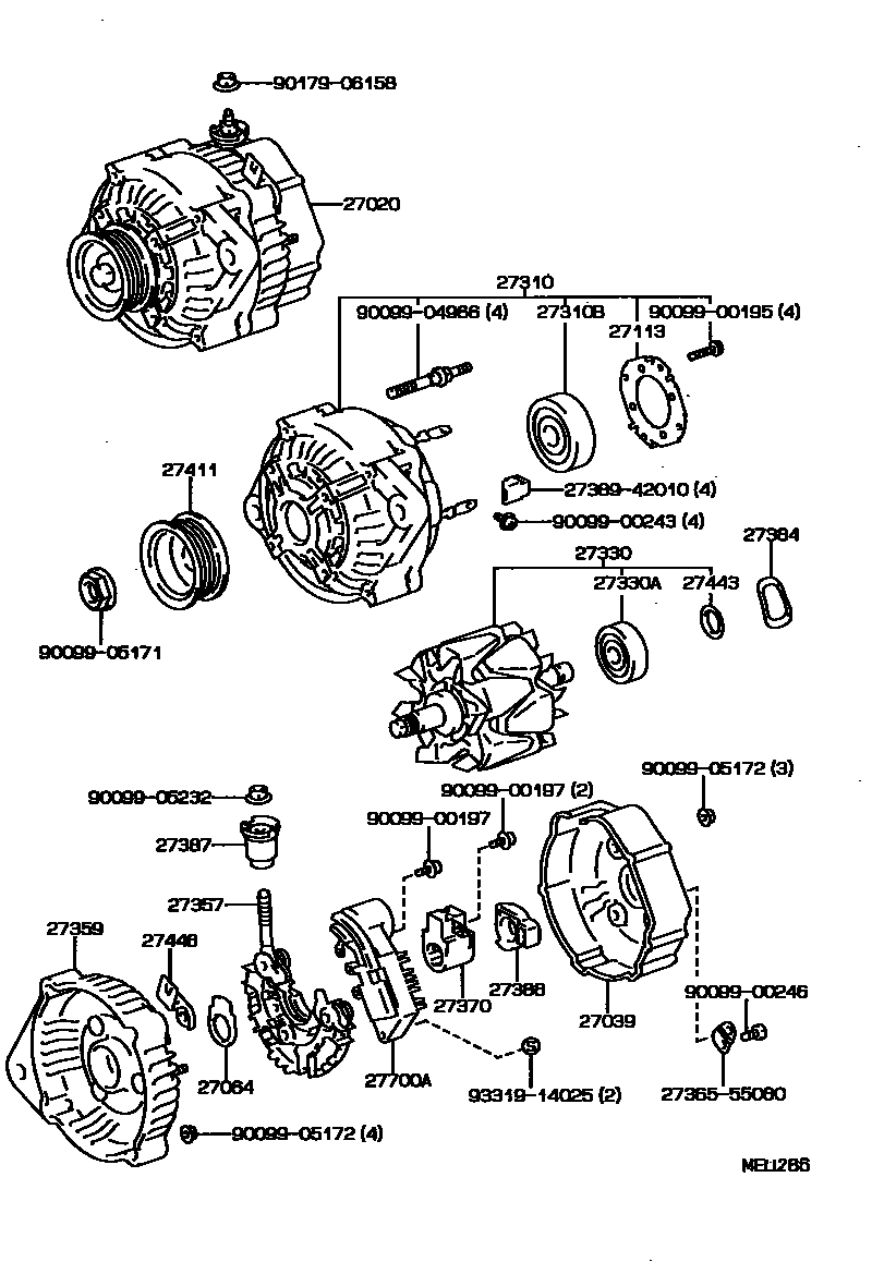 Toyota CAMRY Alternator EPC diagram — MEU286
