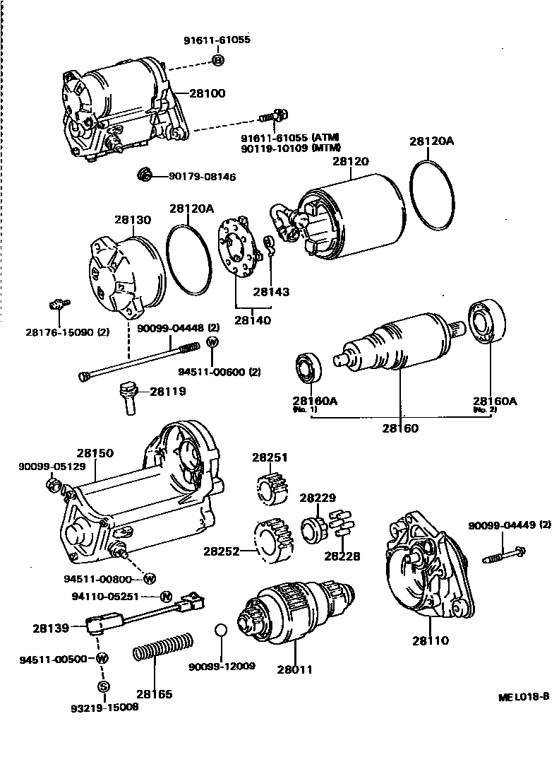 Toyota CAMRY 起动机 EPC diagram — MEL018B