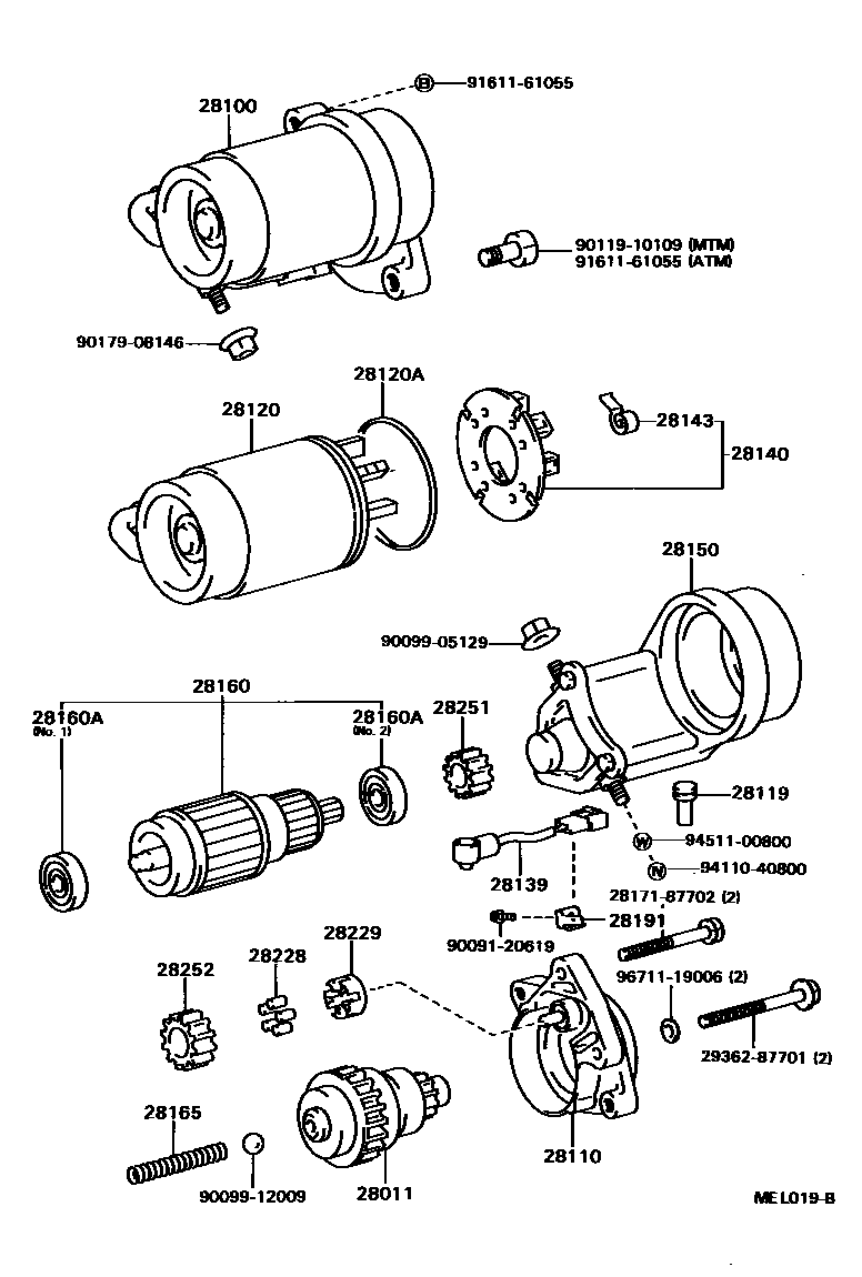 Toyota CAMRY 起动机 EPC diagram — MEL019B