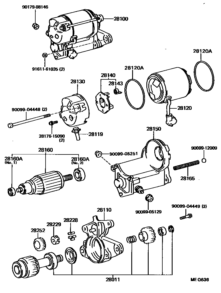Toyota CAMRY 起动机 EPC diagram — MEQ636