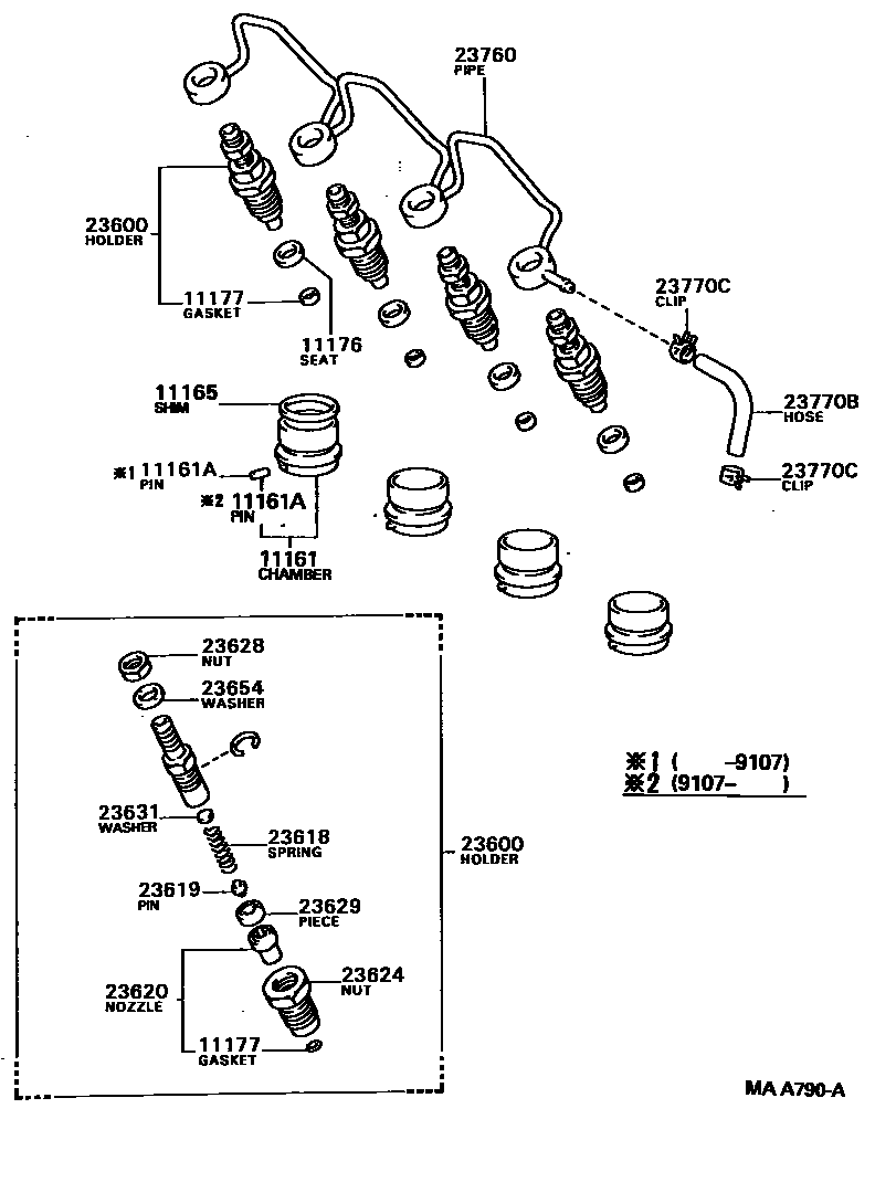 Toyota CAMRY 喷油嘴 EPC diagram — MAA790A