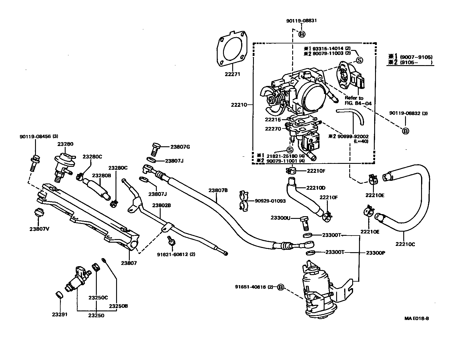 Toyota CAMRY 燃油喷射系统 EPC diagram — MAE018B