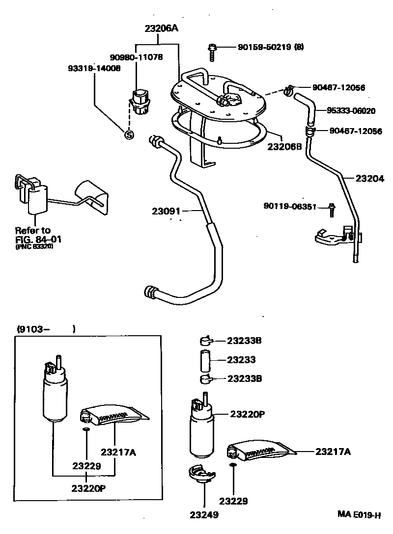 Toyota CAMRY 燃油喷射系统 EPC diagram — MAE019H