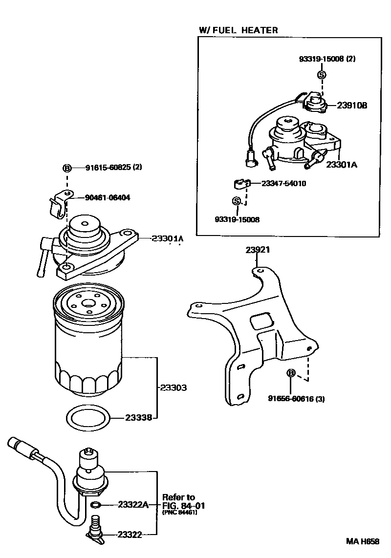 Toyota CAMRY fuel filter EPC diagram — MAH658