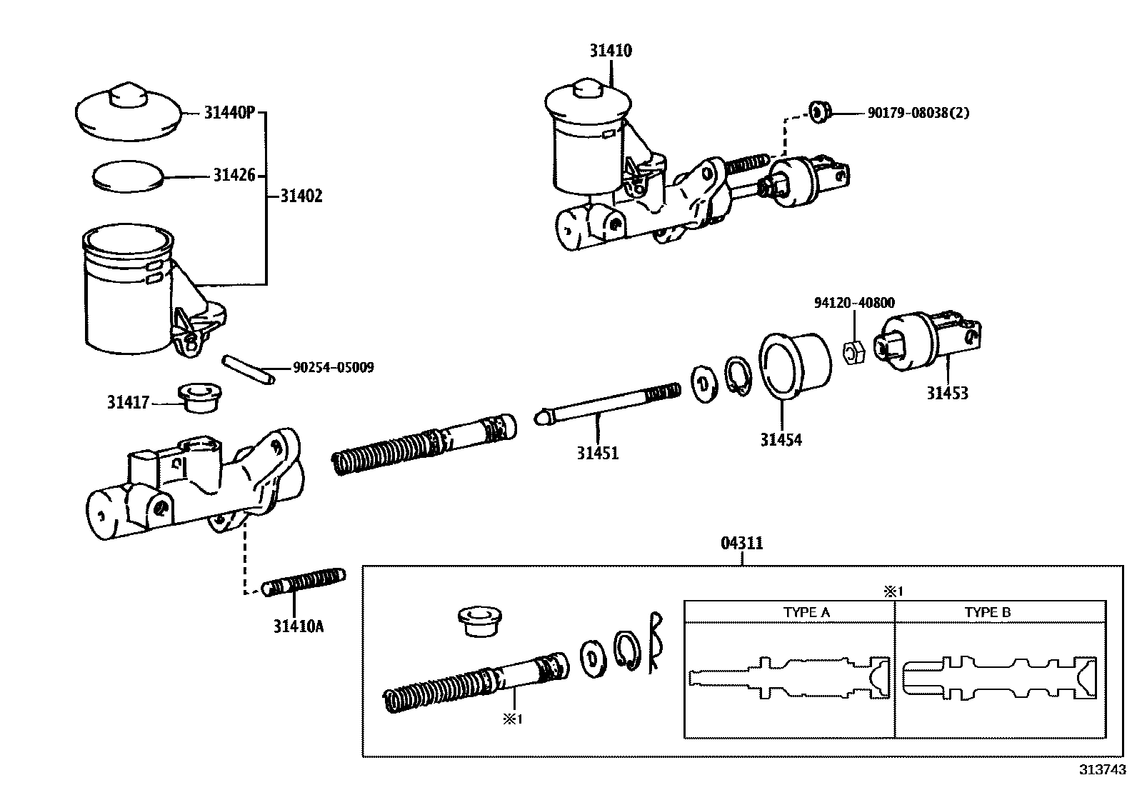 Toyota CAMRY 离合器总泵 EPC diagram — 313743