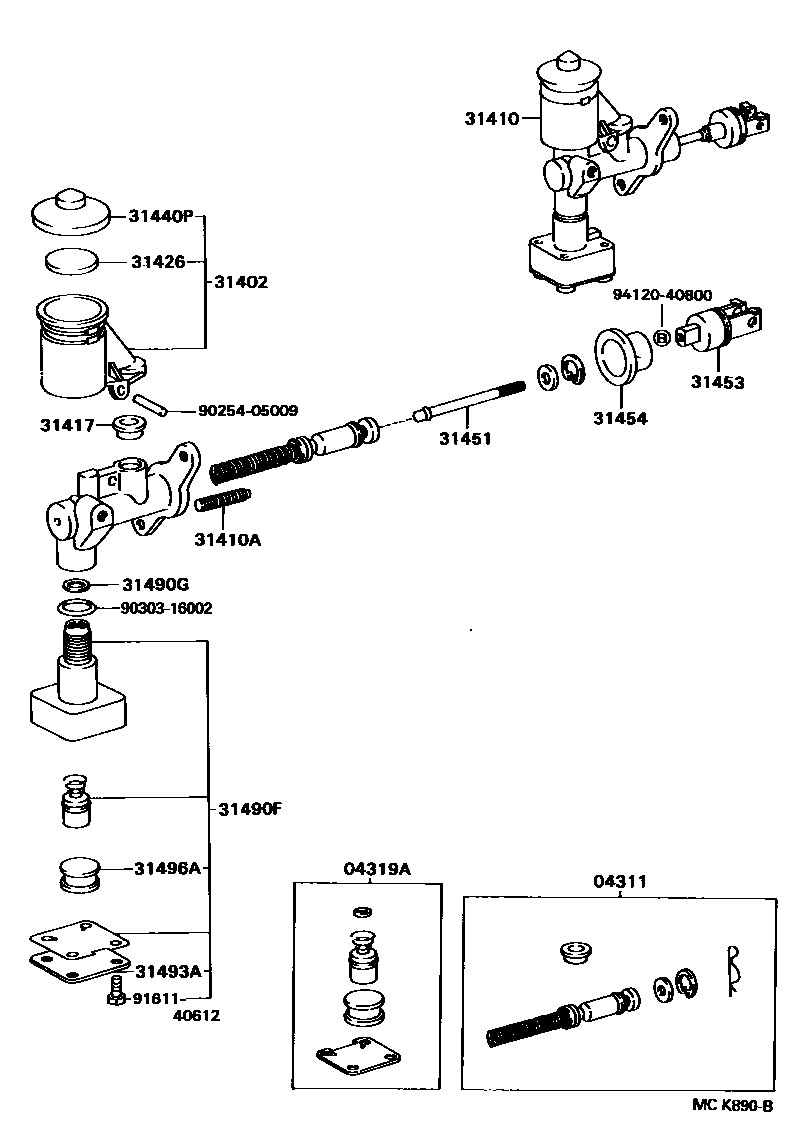 Toyota CAMRY 离合器总泵 EPC diagram — MCK890B
