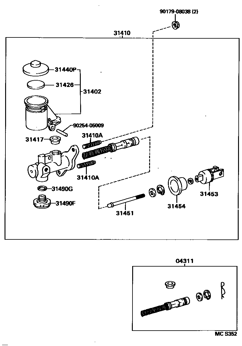 Toyota CAMRY 离合器总泵 EPC diagram — MCS352