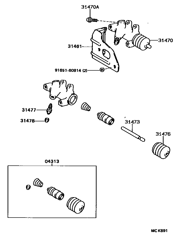 Toyota CAMRY 离合器分离缸 EPC diagram — MCK891