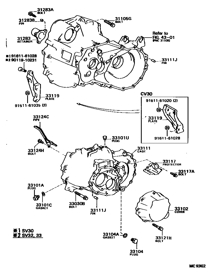 Toyota CAMRY 离合器壳和变速器壳(MTM) EPC diagram — MCK902