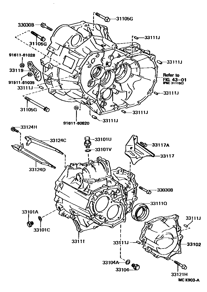 Toyota CAMRY 离合器壳和变速器壳(MTM) EPC diagram — MCK903A