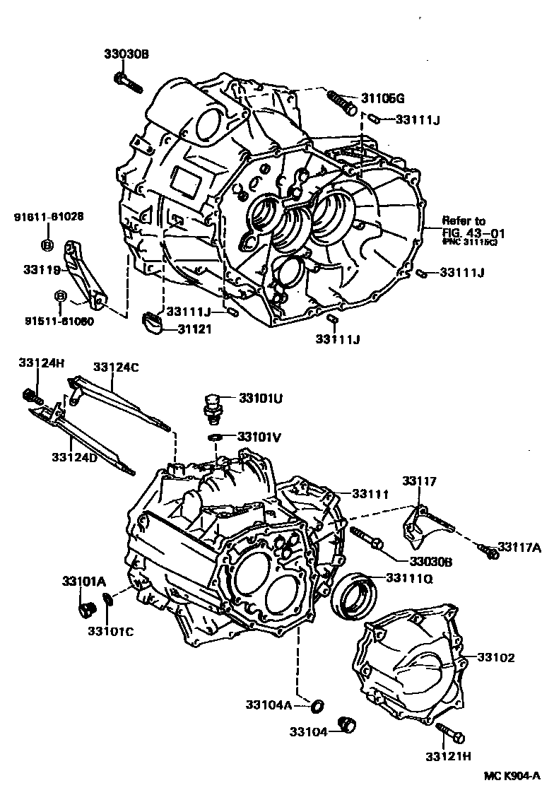Toyota CAMRY 离合器壳和变速器壳(MTM) EPC diagram — MCK904A