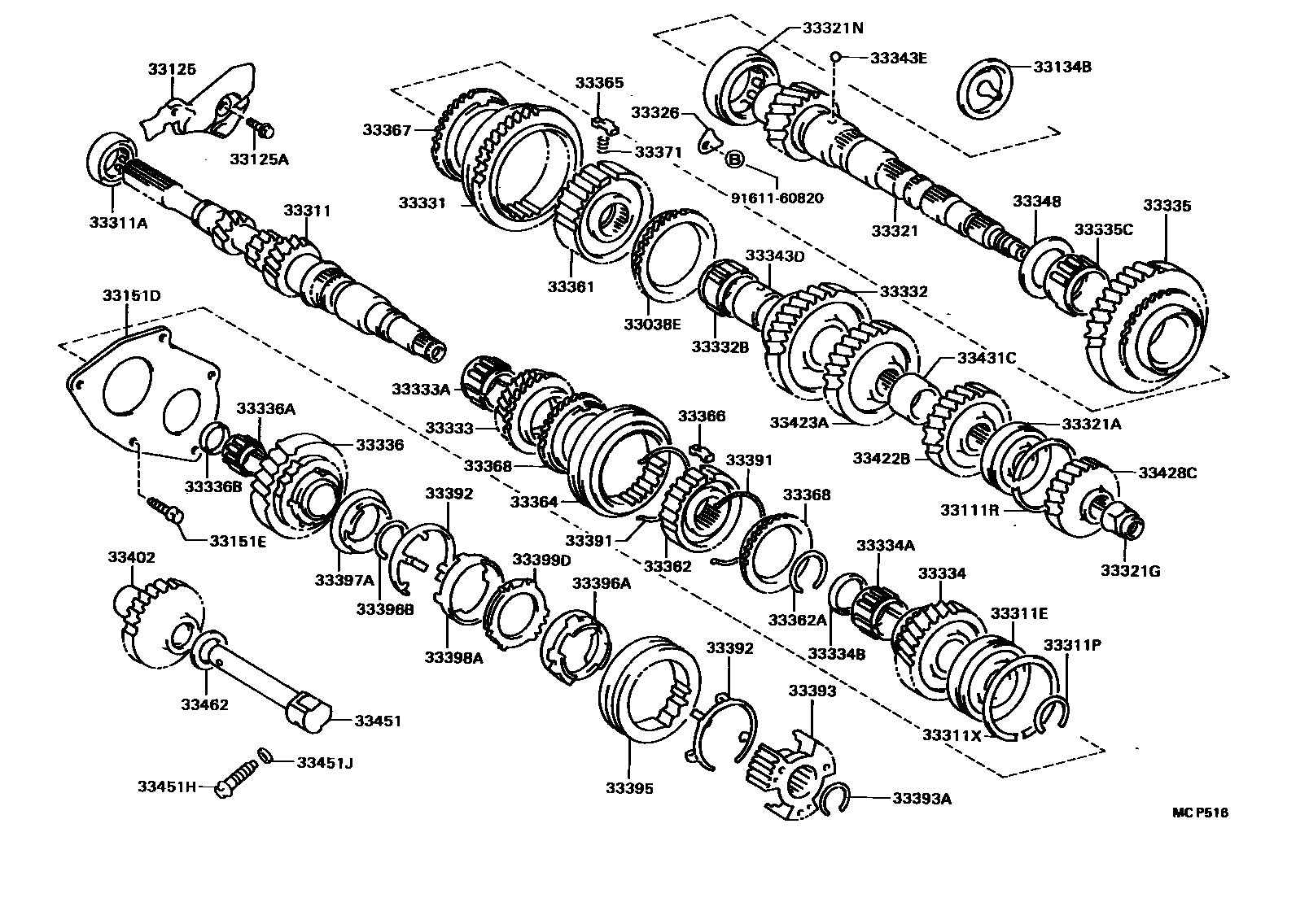 Toyota CAMRY 变速器齿轮(MTM) EPC diagram — MCP516