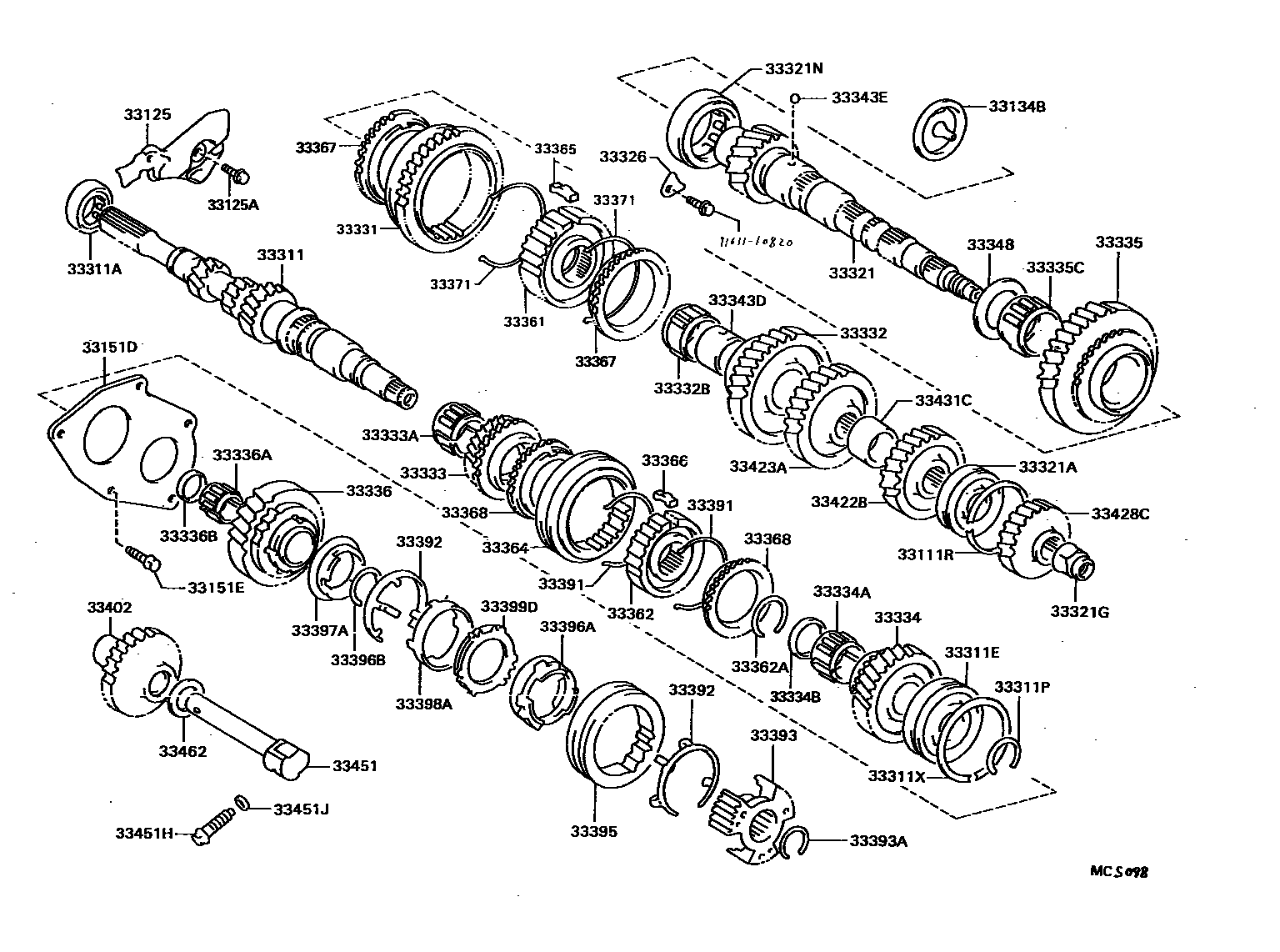 Toyota CAMRY 变速器齿轮(MTM) EPC diagram — MCS098