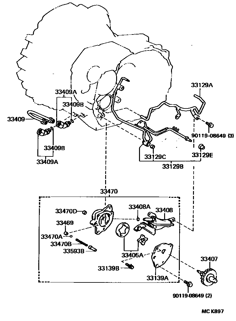 Toyota CAMRY 油泵、油冷却器和配管(MTM) EPC diagram — MCK897