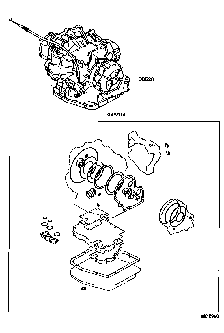 Toyota CAMRY 传动桥或变速器总成和衬垫组件(ATM) EPC diagram — MCK950