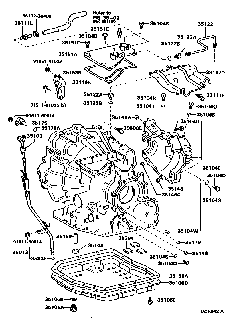 Toyota CAMRY 变速器壳和油底壳(ATM) EPC diagram — MCK942A