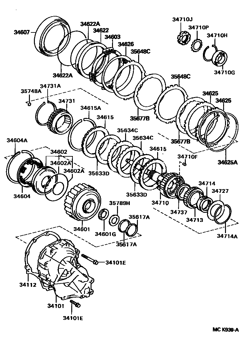 Toyota CAMRY 超速档齿轮(ATM) EPC diagram — MCK939A