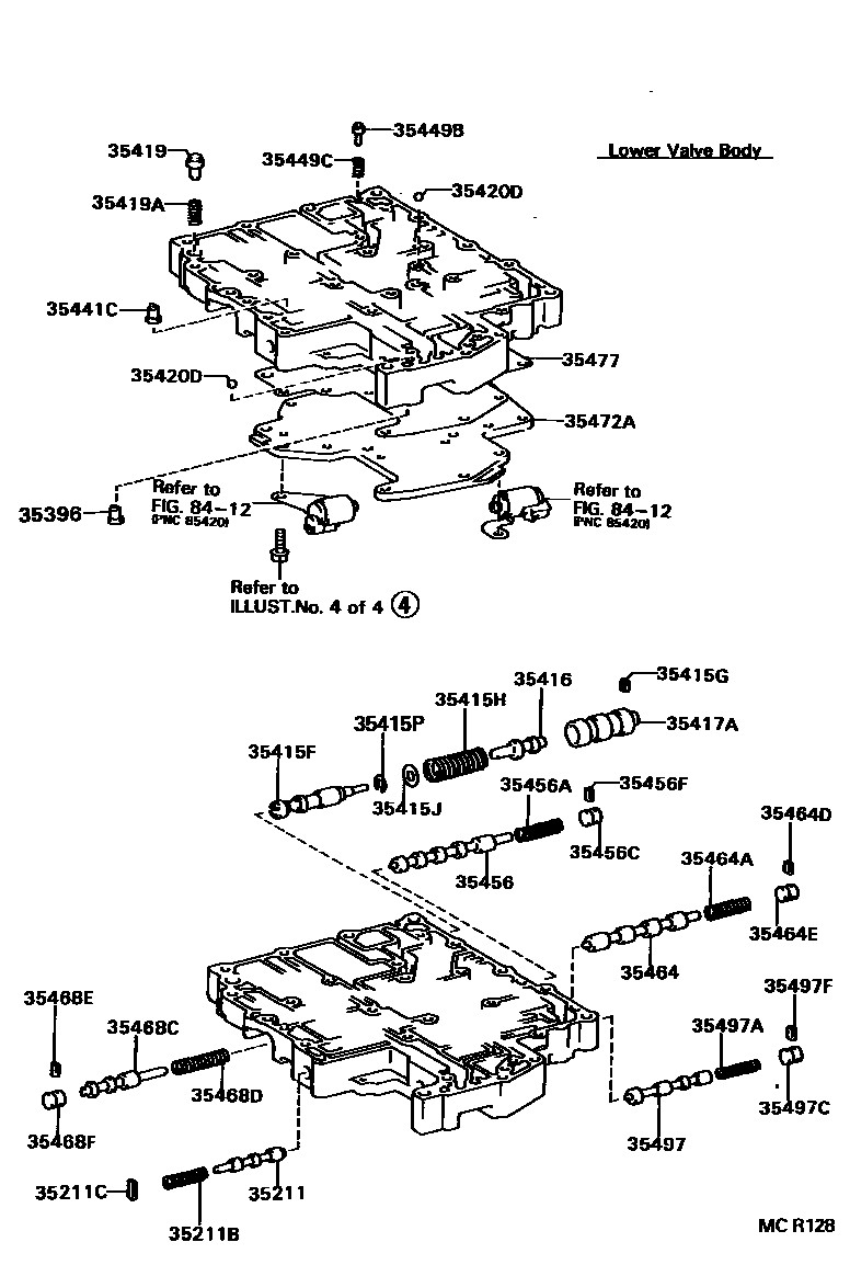 Toyota CAMRY 阀体和滤油网(ATM) EPC diagram — MCR128