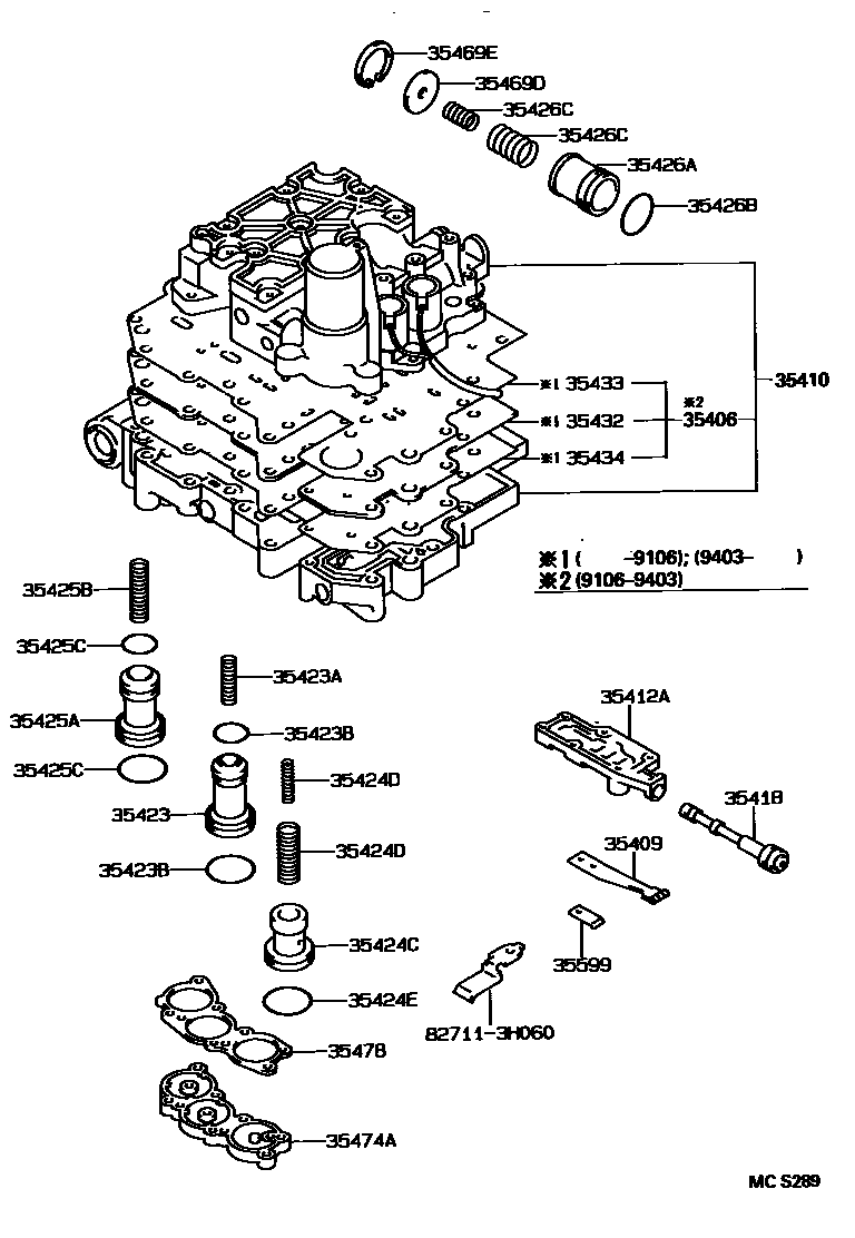 Toyota CAMRY 阀体和滤油网(ATM) EPC diagram — MCS289