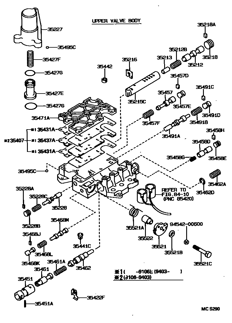Toyota CAMRY 阀体和滤油网(ATM) EPC diagram — MCS290