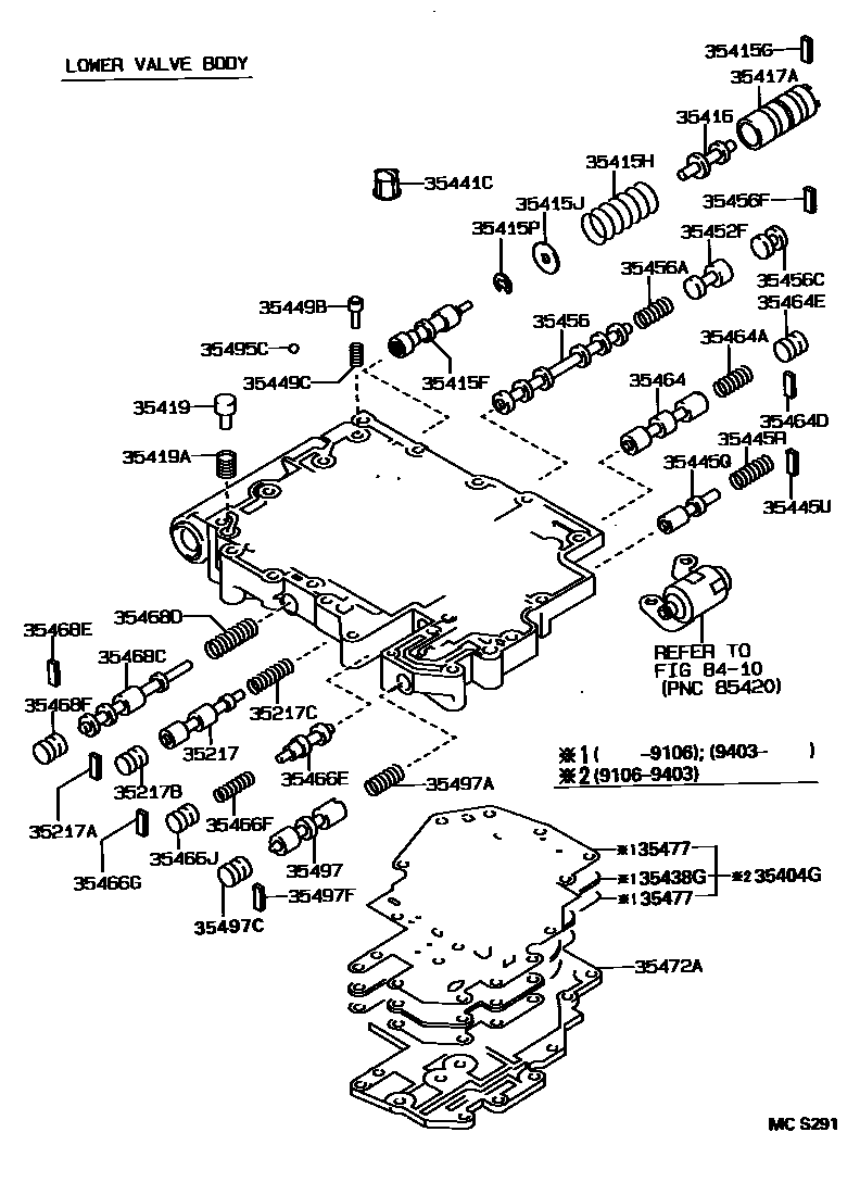 Toyota CAMRY 阀体和滤油网(ATM) EPC diagram — MCS291